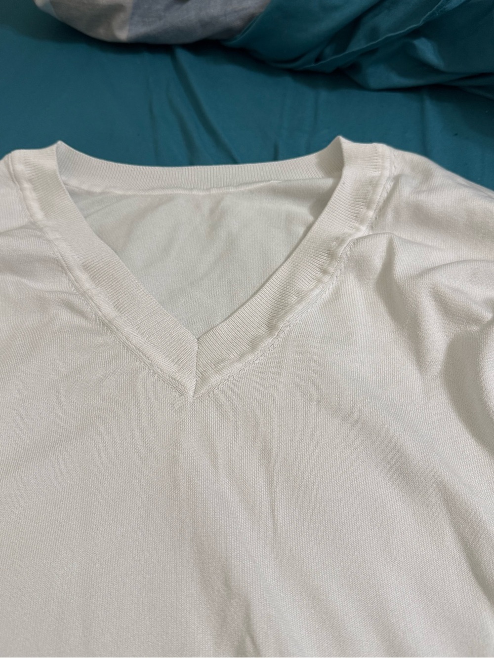 Women's White V-Neck Top
